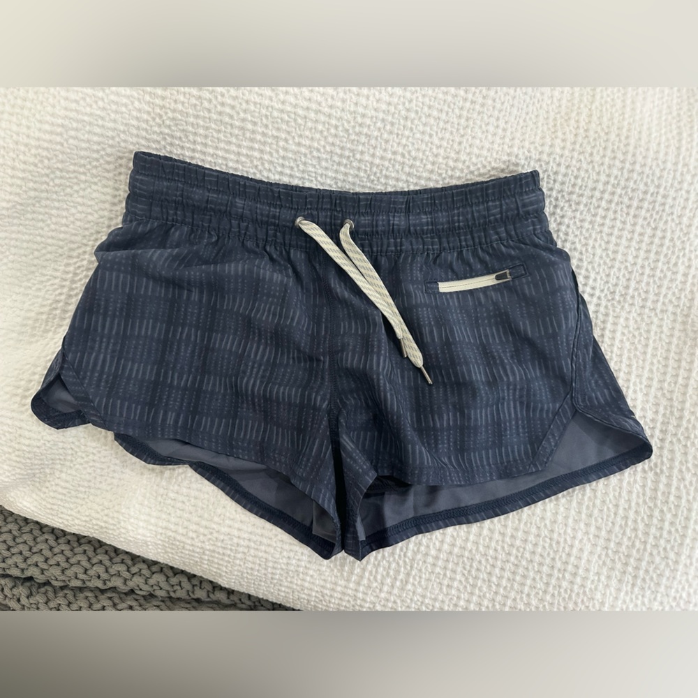 Vuori Navy Striped Athletic Shorts
